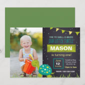 Balle de tortue verte Invitation à l'anniversaire  (Devant / Derrière)