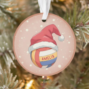 Balle de volley avec nom de chapeau de Père Noël r
