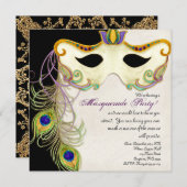 Balle Mascarade de Peacock - Invitation à la fête (Devant / Derrière)