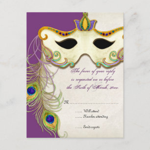 Balle Mascarade Peacock - Carte de réponse RSVP