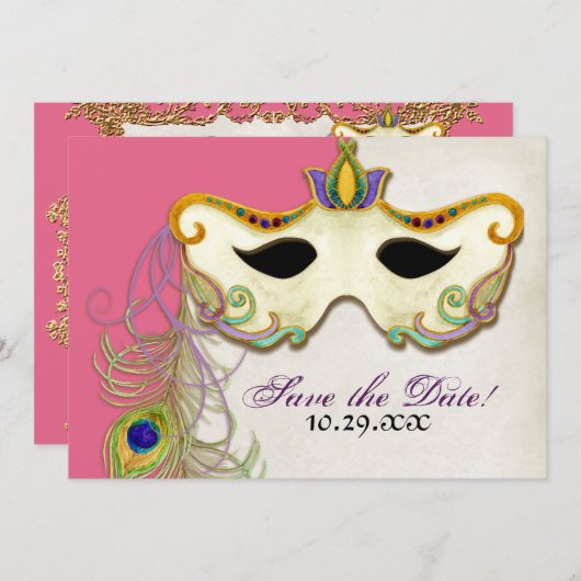 Balle Mascarade Peacock - Enregistrer la carte Dat (Devant / Derrière)