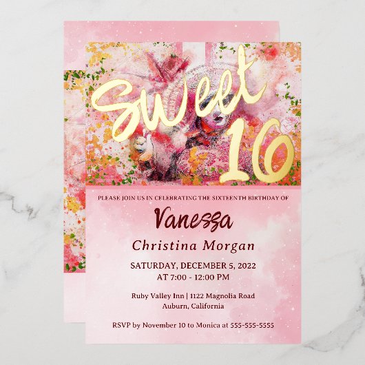 Balle Masquée Sweet 16 Invitation Peau Invitation (Recto/Verso)
