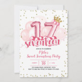 Balle rose de la Couronne dix-sept Invitation d'an (Devant)