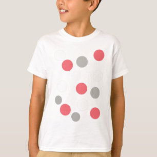 Ballen Cirkels Patroon Grijs Wit Koraal Roze T-shirt