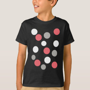 Ballen Cirkels Patroon Grijs Wit Koraal Roze T-shirt