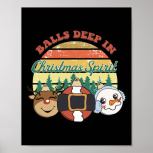 Ballen diep in kerst geest vintage kerst poster