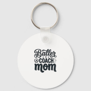 Baller Coach Moeder Vintage Voetbal Shirt Ontwerp_ Sleutelhanger