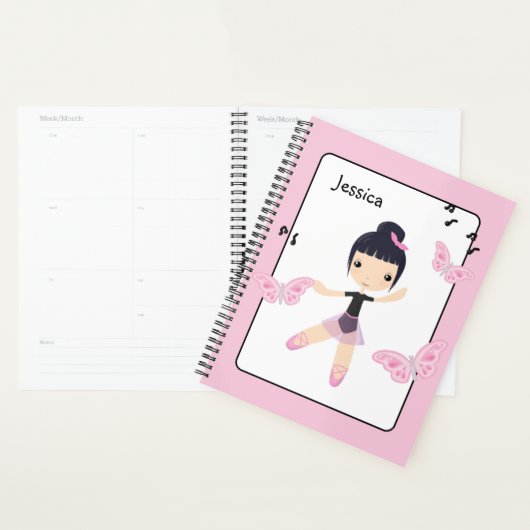 Ballerina 6 Mignonne Dance Girl Planner (Devant avec enveloppe)