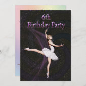 Ballerina 6th Birthday party-uitnodiging Kaart (Voorkant / Achterkant)