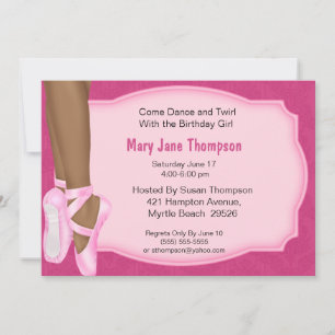 Ballerina Afro-Américaine Invitation Anniversaire