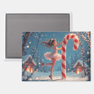 Ballerina Anime Girl & Candy Cane Kerstmis Magneet