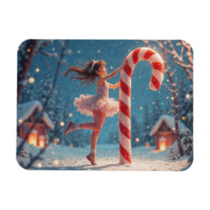 Ballerina Anime Girl & Candy Cane Kerstmis Magneet