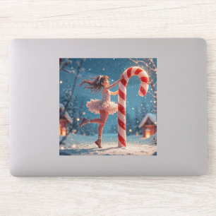 Ballerina Anime Girl & Candy Cane Kerstmis Sticker