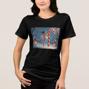 Ballerina Anime Girl & Candy Cane Kerstmis Tri-Blend Shirt