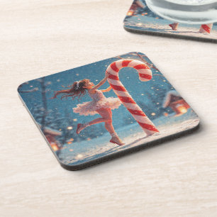 Ballerina Anime Meisje & Kerststok Christmas Bier Onderzetter