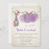 Ballerina Baby shower Invitation fille, violet (Devant)