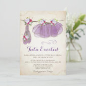 Ballerina Baby shower Invitation fille, violet (Debout devant)