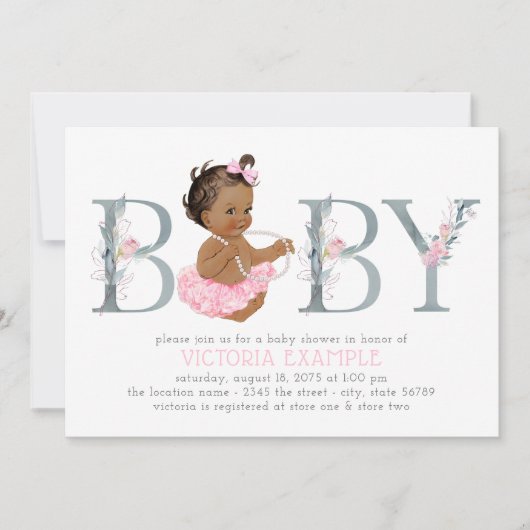 Ballerina Baby Shower Invitations Africaines Améri (Devant)