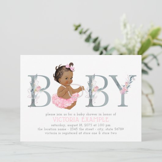 Ballerina Baby Shower Invitations Africaines Améri (Debout devant)