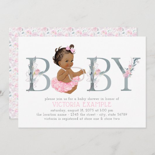 Ballerina Baby Shower Invitations Africaines Améri (Devant / Derrière)