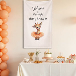 Ballerina Baby Shower Verticale Giraffe Welkom Spandoek