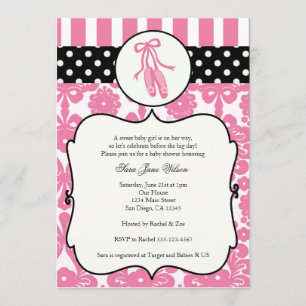 Ballerina Ballet Baby Shower Invitaties - Roze Kaart