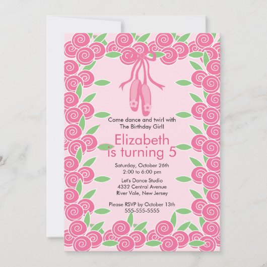 Ballerina Ballet Dance Anniversaire Invitation (Devant)
