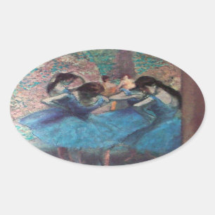 BALLERINA BALLET DANCERS IN BLAUW OVALE STICKER