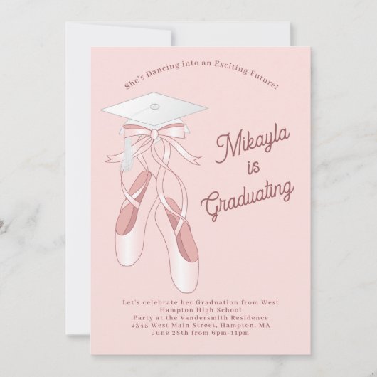 Ballerina Ballet Danse Graduation Party Invitation (Devant)