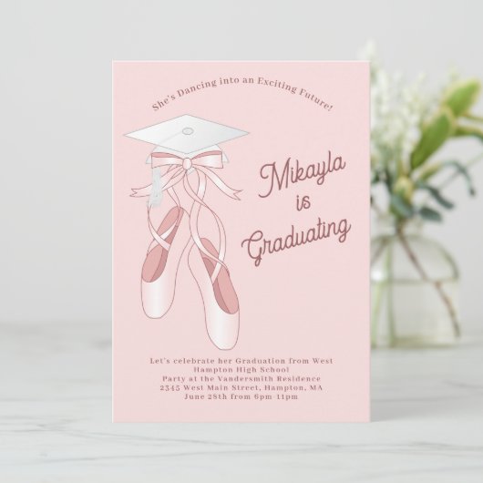 Ballerina Ballet Danse Graduation Party Invitation (Debout devant)