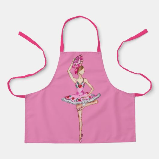 Ballerina ballet danser met handventilator per stu schort (Voorkant)
