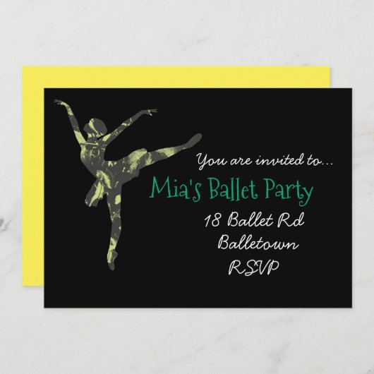 Ballerina ballet fille invitation (Devant / Derrière)