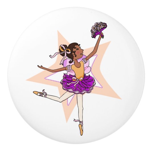 Ballerina ballet fille noire poignée de porte d'ar (Devant)