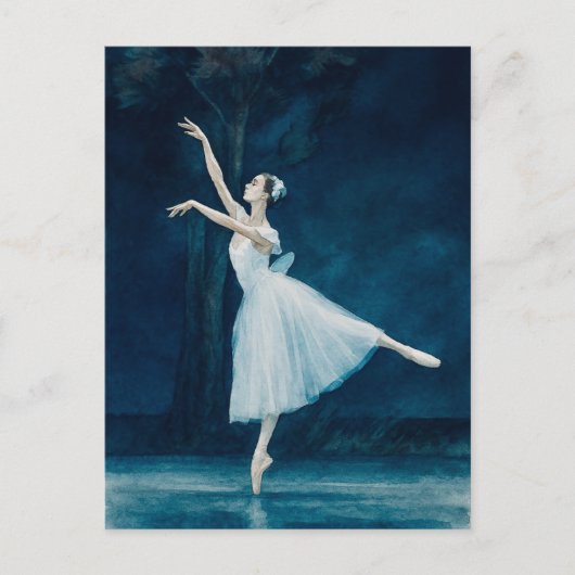 Ballerina Ballet Giselle Waterverf Briefkaart (Voorkant)
