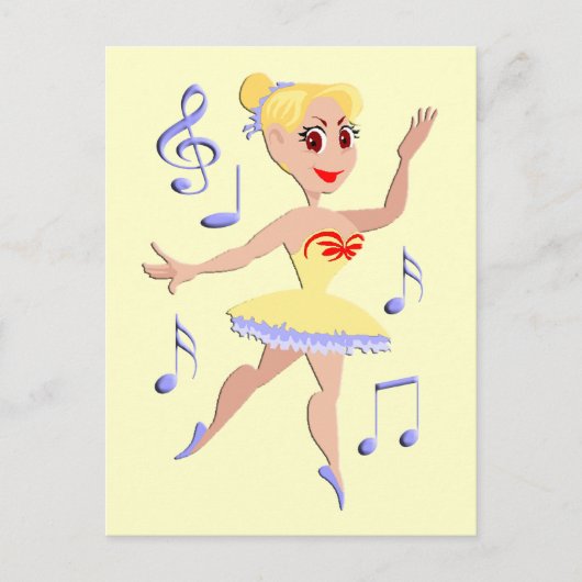Ballerina Ballet Music Briefkaart (Voorkant)