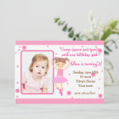 Ballerina Ballet Photo Invitations à la fête d'ann (Debout devant)