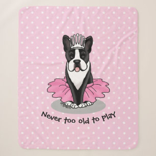 Ballerina Ballet Princess Boston Terrier (zwart) Sherpa Deken