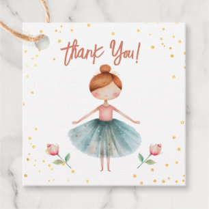 Ballerina Ballet Rood Haar Meisje Verjaardag Bedankjes Labels