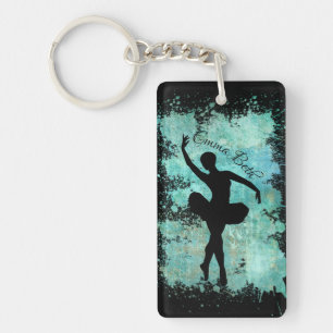 Ballerina Balletdanser Silhouet in Blauw Sleutelhanger