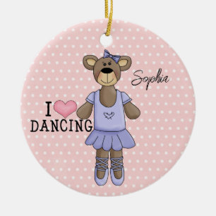 Ballerina Beer (paarse kleding) Keramisch Ornament