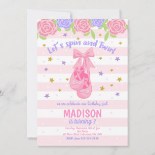 Ballerina Birthday Invitation / Ballet Shoes Kaart