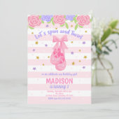 Ballerina Birthday Invitation / Ballet Shoes Kaart (Staand voorkant)