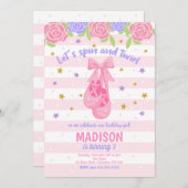 Ballerina Birthday Invitation / Ballet Shoes Kaart (Voorkant / Achterkant)