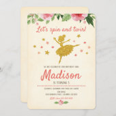 Ballerina Birthday Invitation / / Retro Kaart (Voorkant / Achterkant)