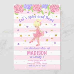 Ballerina Birthday Invitation / Tutu Invitation Kaart