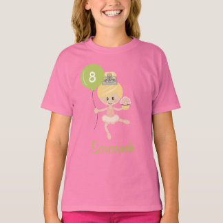 Ballerina Birthday Kids Ringer T-Shirt Blonde