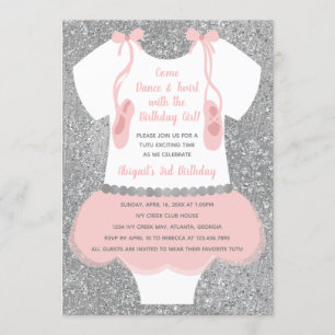 Ballerina Birthday Party Invitation Kaart
