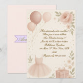 Ballerina Birthday Uitnodiging (Voorkant / Achterkant)