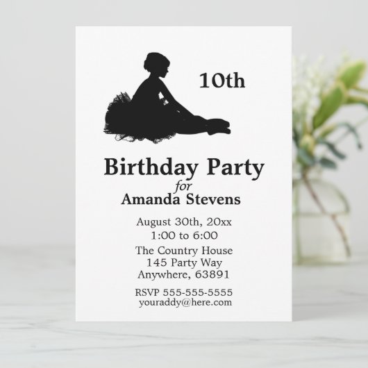Ballerina Birthday Uitnodiging (Staand voorkant)