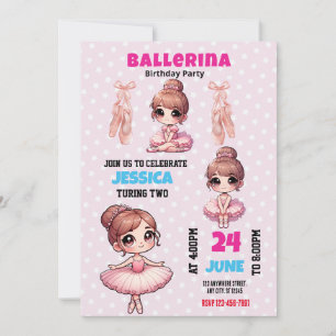 Ballerina Birthday Uitnodiging